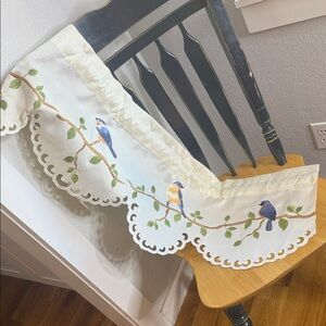 Beautiful Perched Songbirds embroidered window valance curtain Collections Etc.